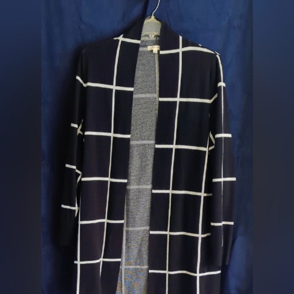 Women's Black and Silver Grid Cardigan